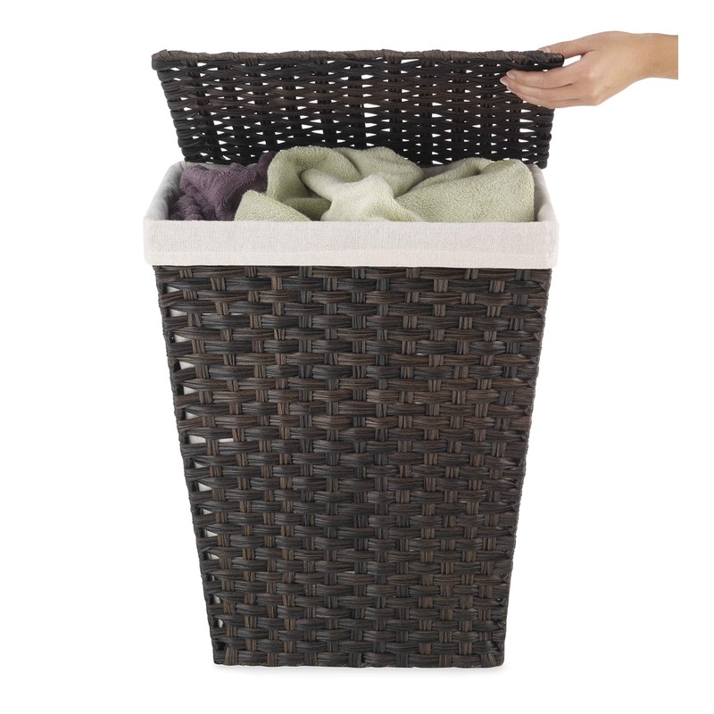 Whitmor Rattique Laundry Hamper with Lid and Removable Liner -