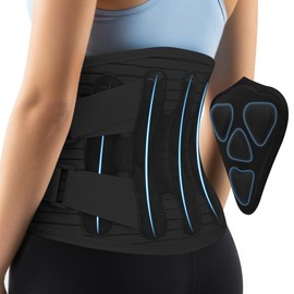 COTOM Rückenstützgürtel Rückenbandage Mit Metallstütze und 3D Lendenpolster Herren und Damen Atmungsaktive Rückengurt Linderung von Rückenschmerzen（L）