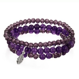 GoPaw Bead Bracelet Stretch Women's Bracelet, Crystal Stretch Women's Bracelet Multilayer Boho Bracelet for Women Birthday Gift, Synthetic crystal and natural stone