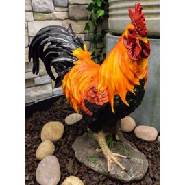Country Farm Chicken Morning Crow Alpha Rooster Figurine Large Statue Home Decor