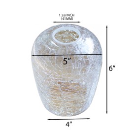 Crackle Glass shade, LEDupdates 3 Packs 5" wide Globe Clear Crack finish Globe for Light fixture lamp upgrade replacement 1" 5/8 fitter