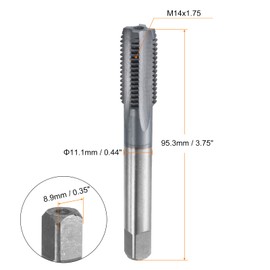 HARFINGTON M14x1.75 Metric Thread Tap 6542 Cobalt High-Speed Steel TiCN Coated Plug Tap Right Hand Straight Flutes Screw Threading Hand Tap