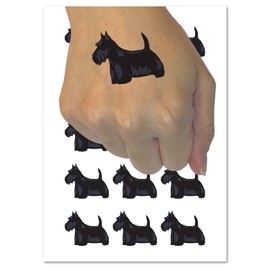 Scottish Terrier Scottie Dog Solid Temporary Tattoo Water Resistant Fake Body Art Set Collection - 15 2" Tattoos (1 Sheet)