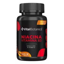 VitalBotanics Niacina Vitamina B3| 60 Capsulas| Suplemento Alimenticio A B