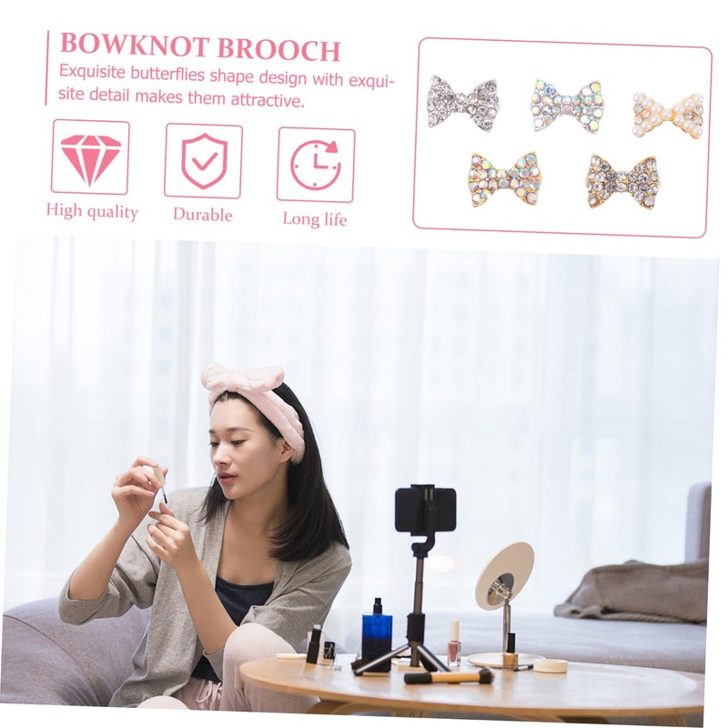 Healeved 50pcs Nail Art Bow Tie Charms Rhinestone Nail Decoration