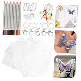 DOITOOL 1 Set Sheet Heat Shrink Keychain Kit DIY Craft Supplies with Shrink Film Instructions for Easy Custom Keychains Safe Versatile Art Supplies for Creations