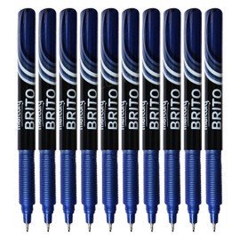BLUE Fineliner Pens, Pack of 10, 0.3mm Extra Fine Tip, VBRIT Smooth Writing, Precise Writing, Ideal for Precision Drawing, Writing, and Crafting, iVAIDEX Black Ball Pen
