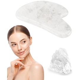 Facial Gua Sha - Piedra de masaje natural para drenaje linfático, alivio de tensión, esculpir moldear, levantar, apretar, reducir la hinchazón, herramientas de cuidado de la piel para cara, nariz, oído, cuarzo blanco