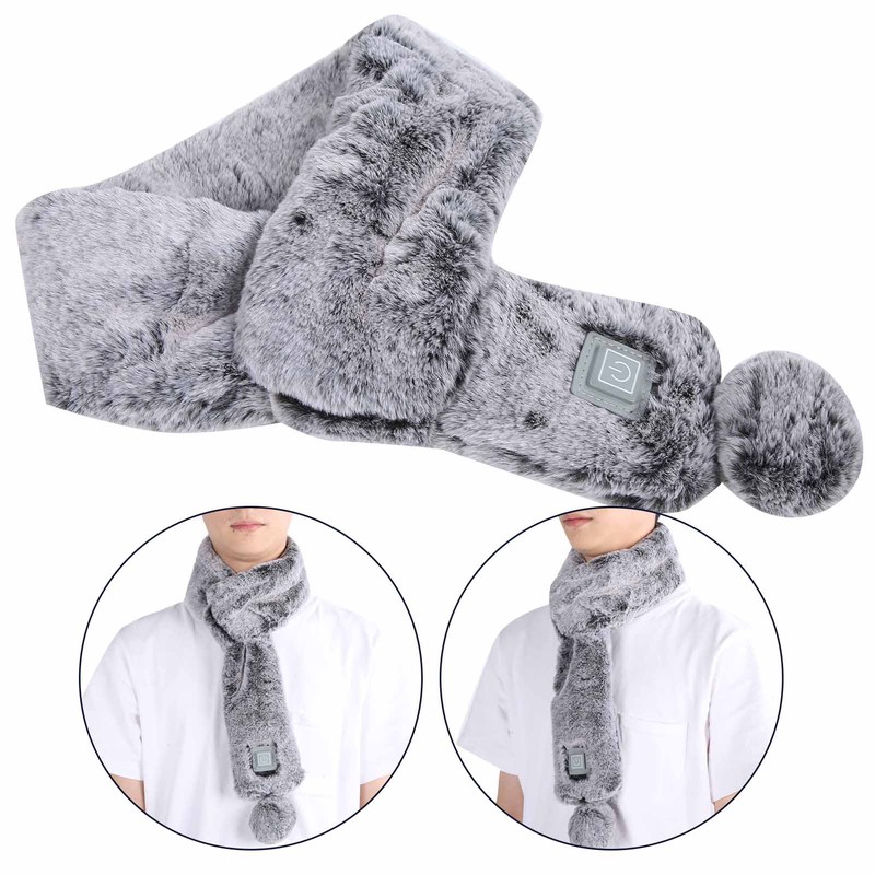 Electric Heated Scarf USB Plush Neck Scarf Graphene Warm Temperature