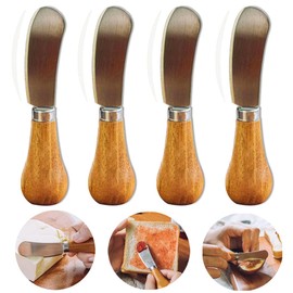 PROVIVID New Cute Standing Butter Knife Spreader Stainless Steel Wooden Handle, 4PCS Multifunctional Cream Cheese Butter Knives for Peanut Butter and Jelly Condiment Jam Sandwich Bread Toast
