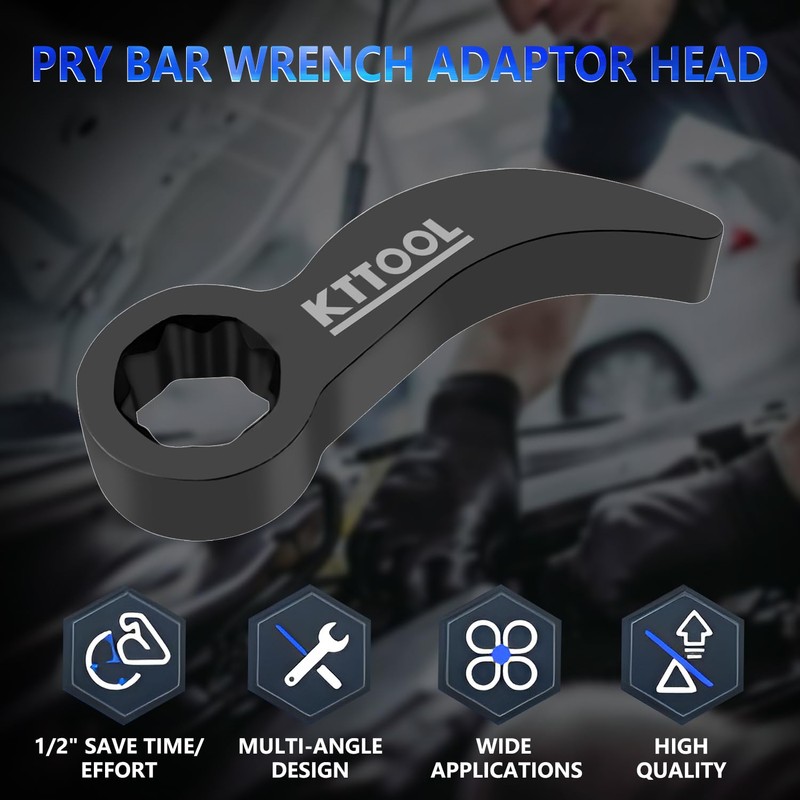 KTTOOL Pry Bar Wrench Adaptor Head, Crowbar Adapter Head Tool,