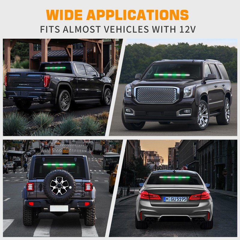 XRIDONSEN 35 inch Traffic Advisor Green White Emergency Light Bar