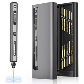 AM ARROWMAX Mini Drill Pen, 5-Speed, LED Lights, OLED Display, Aluminium Box, Resin Drill Set With 10 Small Bits, 3/32-Inch Shank, For Jewelry Making, Wood, Plastic,(SDS)