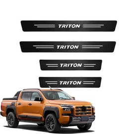 For Triton L200 LC2T GLS GSR (February 2024~) Custom Parts Door Sill Sticker Side Pedals Door Sill Protector Leather Material ABS Carbon Fiber Scratch Resistant Abrasion Resistant Easy Installation 4