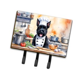 Caroline's Treasures Scottish Terrier The Chef Leash or Key Holder Wall Hooks, Key Hooks Holder, Coat Rack Wall Mount, Coat Hooks, Hooks for Hanging Keys, Towels, Aprons, Leashes