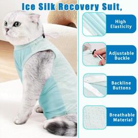 Bdfgh Cat Recovery Suit, Post-Surgery Suit Medical Vest for Cats, Cat Onesie Kitten Anti-Lick Surgical Spay Shirt for Abdominal Wounds Skin Diseases E-Collar Alternative Wear (S)