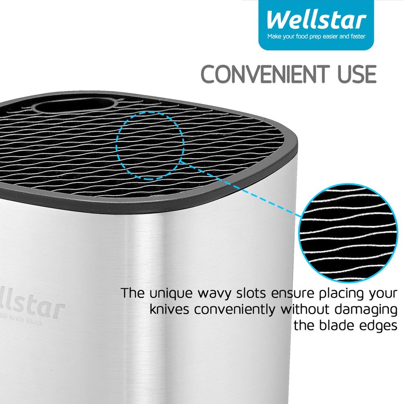 WELLSTAR Universal Knife Block Holder, Stainless Steel Knife Stand Without