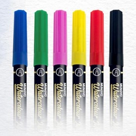 Moon Watercolor Marker Pens - Twin Tip 6-Color Set for Art & Crafts 6 Colors (Flowers)