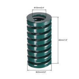 sourcing map 20mm OD 40mm Long Spiral Stamping Heavy Load Compression Die Spring Green 1Pcs