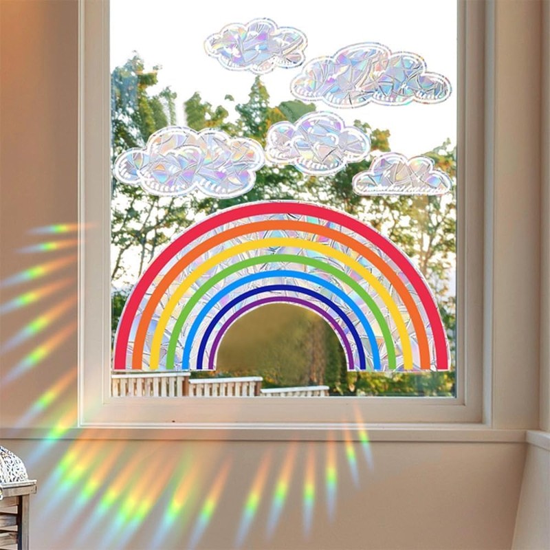 1 x Rainbow Window Stickers Rainbow Window Pictures White Clouds