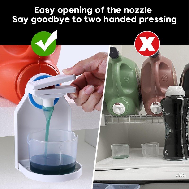 KMOUANTS Laundry Detergent dispenser Cup Holder,Nozzle Upgraded Labor-Saving Switch Easily
