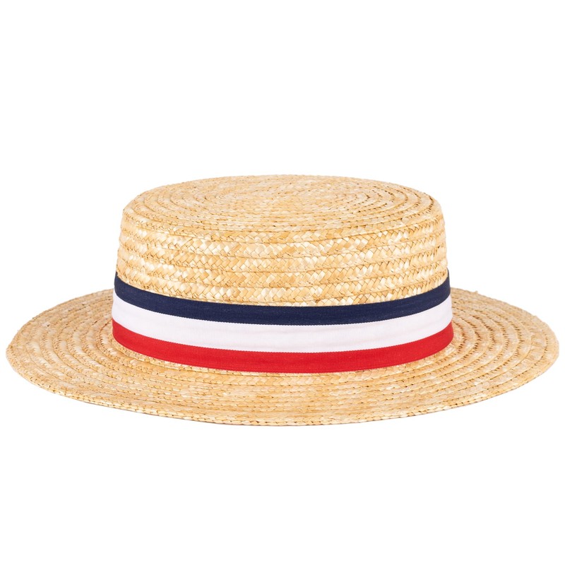 ZAKIRA Classic Straw Boater Hat Handmade from Natural Straw in
