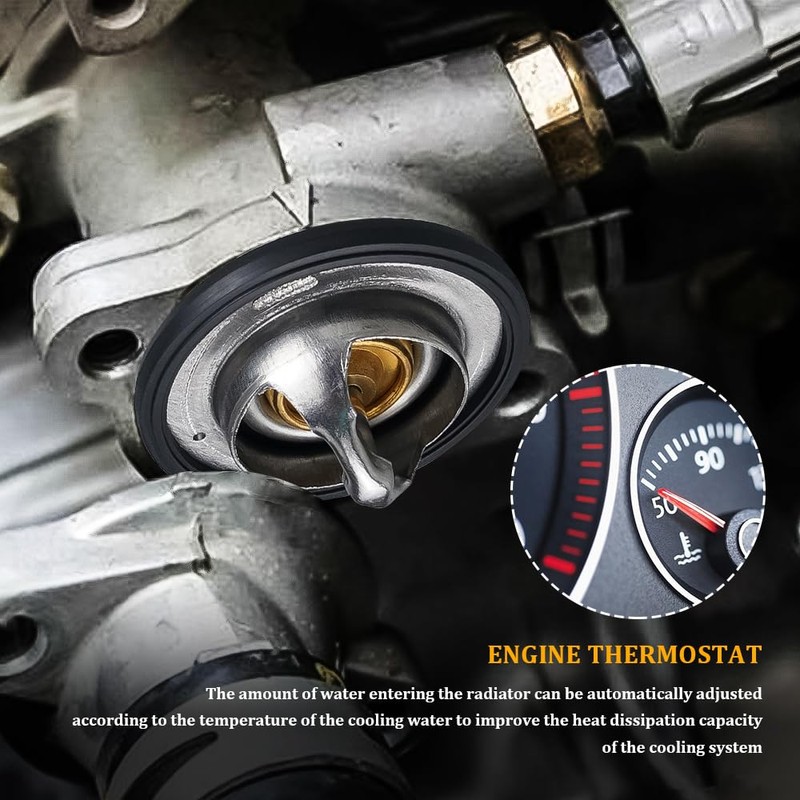 Car Thermostat, High Performance Automotive Replacement Engine Thermostat with Gasket,