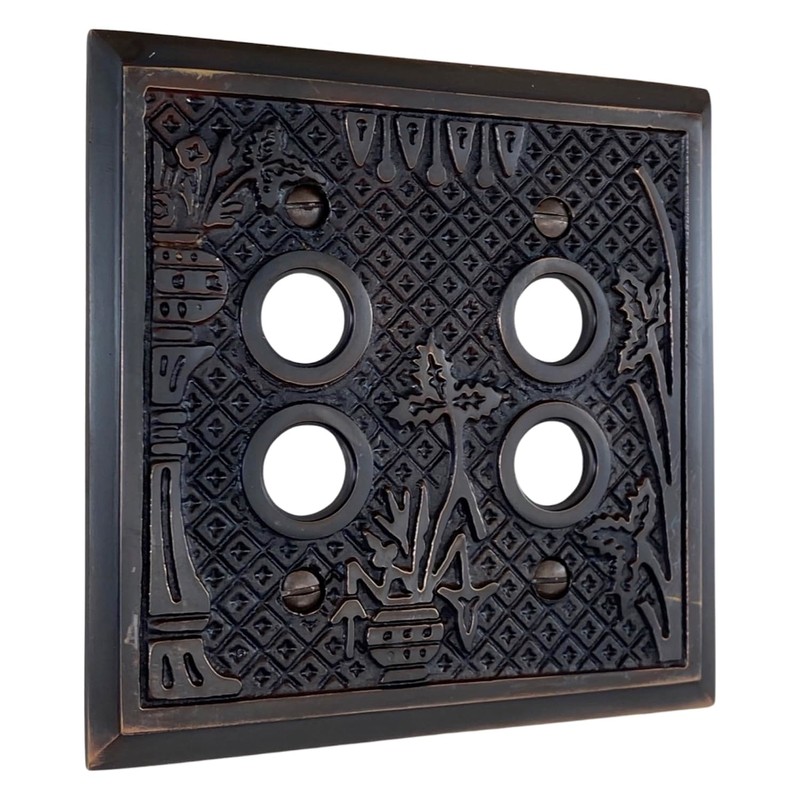 Victorian Style Two Gang Push Button Switch Cover Plate Heavy