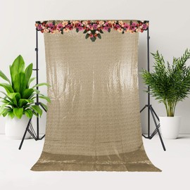 Trimming Shop 4ft x 7ft Champagne Sequin Backdrop Photography Background Shiny Fabric Glitter Curtain Backdrop Photo Studio Background for Birthday Wedding Reception Party Christmas Decoration