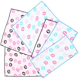 Cluster Kids Mini Handkerchief, A Set, Blue, Set of 6, Made in Japan, Gauze Handkerchief, Cute Pattern Mini Handkerchief