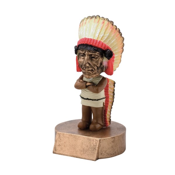 Decade Awards Indian Chief Bobblehead Mascot Trophy - Indian Chief Award - 6 Inch Tall - Customize Now