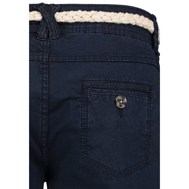 Eight2Nine Women's Chino Shorts with Braided Belt, dark blue