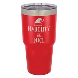 NAUGHTY OR NICE Red 30 oz Tumbler With Straw and Slide Top Lid | Stainless Steel Travel Mug | Compare To Yeti Rambler