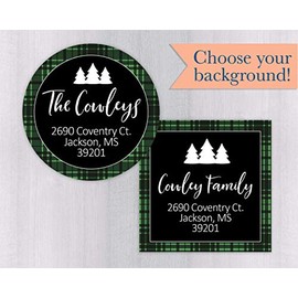 Plaid Christmas Address Stickers, Christmas Tree Return Address Labels (#439-1-WH)