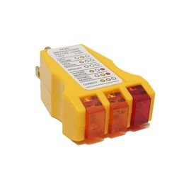 ToolUSA Plug-in Receptacle Tester | 3" x 2" x 1.5" | 3 Prong Capacity | Detects Faulty Wiring in 110-125V AC Receptacles | Color-Coded Indicator Lights