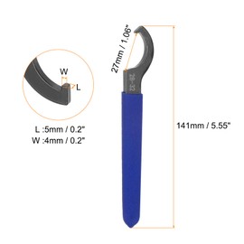 HARFINGTON 2 Pcs C Hook Spanner Wrench 28-32 Nut Shock Wrench Steel Chuck Nut with Blue Non-Slip Handle for Lathe Clamping