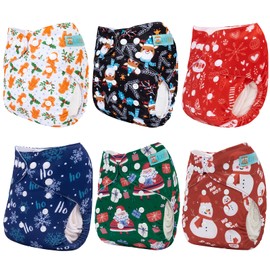 ALVABABY Baby Cloth Diaper 6 Pack with 12 Inserts One Size Cloth Diaper Covers Adjustable Washable Reusable for Baby Girls and Boys