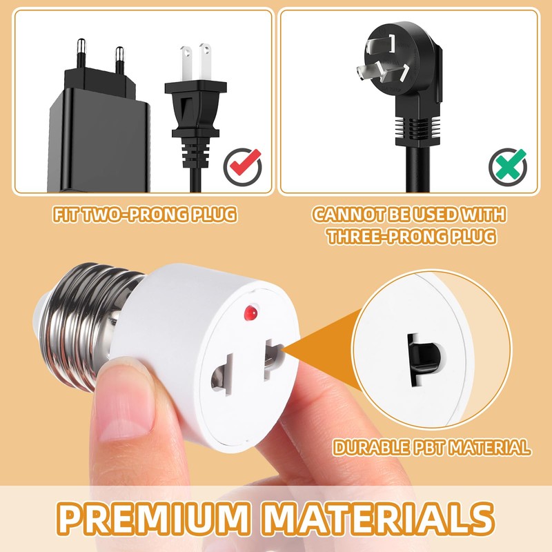 DOITOOL E27 Adapter Socket, 2-Piece E27 Adapter Socket, E27 to