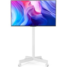 HOLMAXD Mobile TV Cart Rolling TV Stand for 23-65 Inch Screen Outdoor TVs up to 110lbs, Height Adjustable Portable AV Cart with Wheels and Tilt Mount, Outdoor TV Stand Mount, Max VESA 400x400mm, White