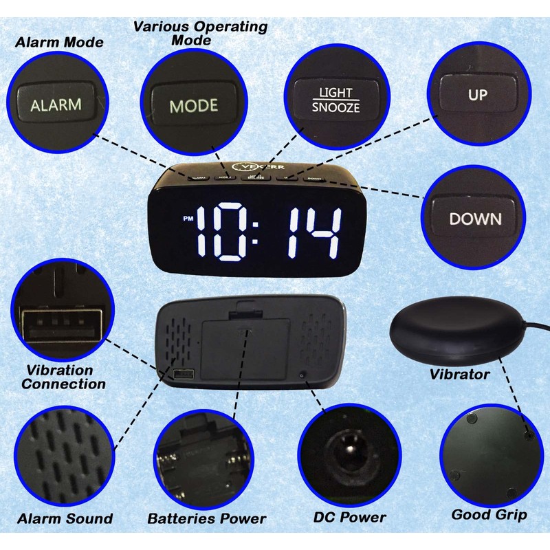 Loud Alarm Clock with Bed Shaker, Vibrating Alarm Clock for