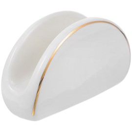 MAGICLULU Ceramic Napkin Holder with Golden Edging Stylish Tabletop Napkin Dispenser for Standard Tissue Kitchen Decor Practical Present