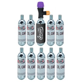 Upump QUICK & EASY VALVE Essential CO2 Tyre Inflator Kit + 16g | 25g CO2 Cartridges & Safety Insulated Sleeve (Sets of 5, 10, 15, 20 CO2 Canisters Available) (10 x 16g Cartridges)