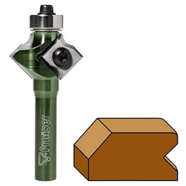 Fraiser Kantenfräser 3-in-1 - Fasenfräser 45 Grad, Abrundfräser / Radiusfräser R4 und V-Profilfräser 90 Grad, mit Kugellager und Wendeplatten, 6,35 mm Schaft - für Oberfräse, Kantenfräse und Frästisch