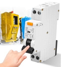 GOMETY FI/LS Switch C16, 30mA FI Switch C16 RCD Protected Circuit Breaker 6kA 1P+N Type A Residual Current Device with RCBO Rated Current 16A 230V, DIN Rail Mounting - Curve C (WZ1)