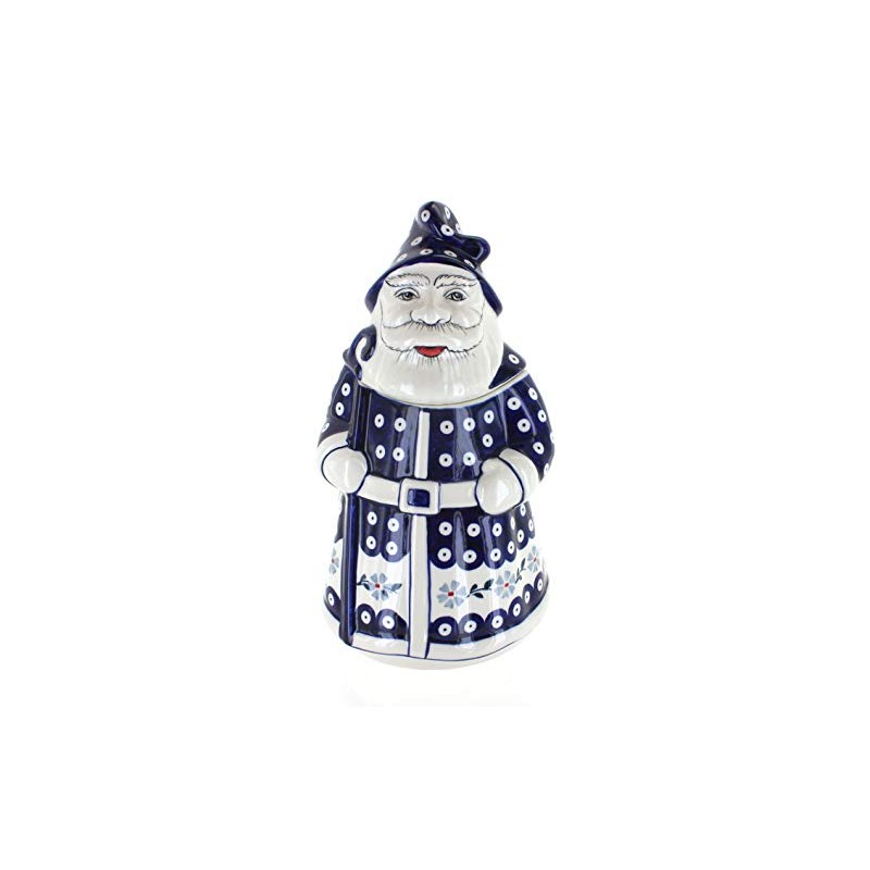 Blue Rose Polish Pottery - Blue Blue Violet Santa Cookie