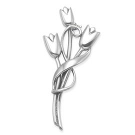 Heather Needham Sterling Silver Rennie Mackintosh Brooch - Solid Silver Tulips Brooch - Size: 36mm (Approx. 1.5 INCHES) X 17mm. PHOTO is NOT life size Gift Boxed 9107