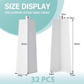Therwen 32 Pcs Aluminum Siding Corners 8 Inch Outside White Corner Caps Smooth Siding Trim, Metal Nails Included for Mobile Home House Exterior