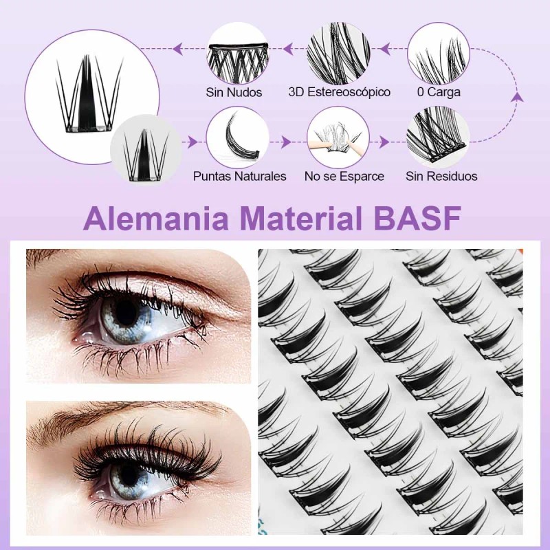 Racimos Extensiones De Pestañas Autoadhesivas Naturales Diy
