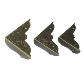 20 Pcs Vintage Bronze Corner Protectors Decorative Metal Covers Antique Safety Guards Retro Right Angle Bracket for Jewelry Case Edge Wood Box Corner Craft Chest Big Large Size (Side Length:2")