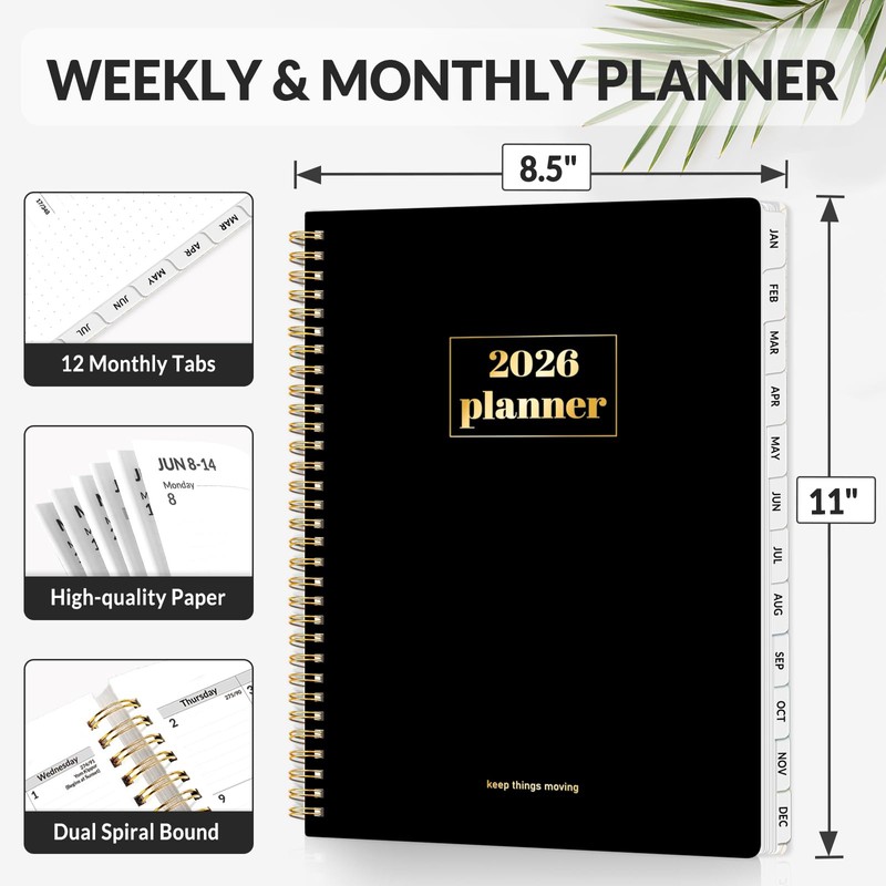 SUNEE 2026 Planner, Weekly and Monthly Calendar Planner, January 2026-December